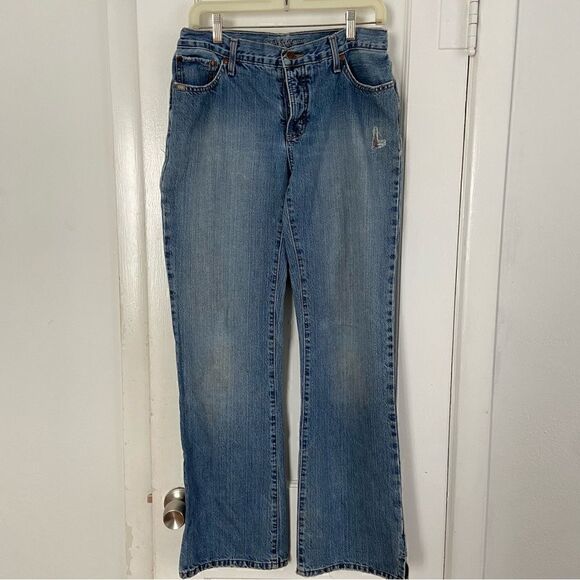 Y2K Cruel Girl Medium Wash Distressed Slim Bootcut Jeans 11 Long Western Cowgirl - Picture 2 of 16